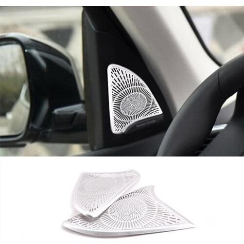 A Pillar Stereo Speakers Net Cover Car Styling Door Audio Speaker Trim Decals For BMW X5 G05 2019 Aluminum Alloy Car Accessories