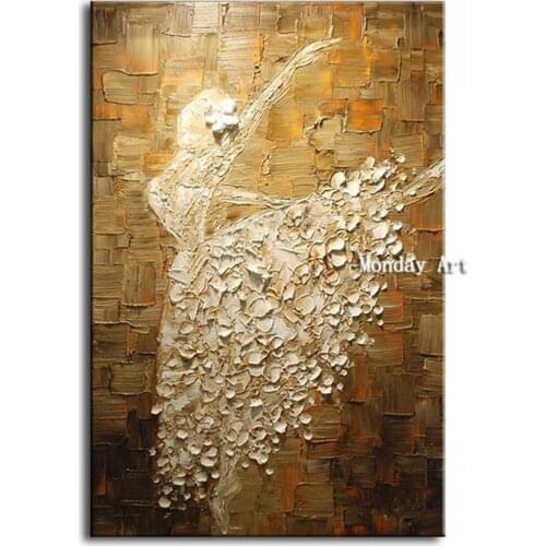 Hand Painted Modern Ballet Dancer Picture Abstract Palette Knife Oil Painting Canvas Wall Art Home Decoratio For Living Room