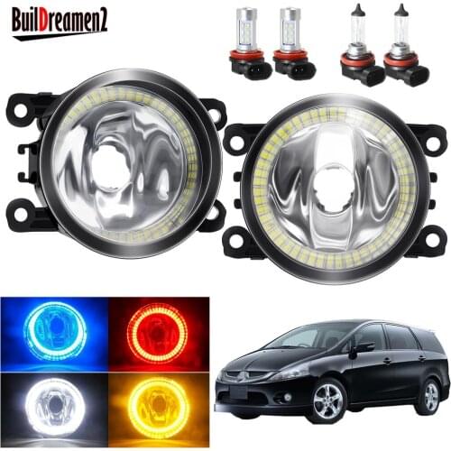 Angel Eye Fog Light For Mitsubishi Grandis MPV 2004-2011 Car Front Bumper Fog Lamp with Halo Ring Daytime Running Light H11 12V