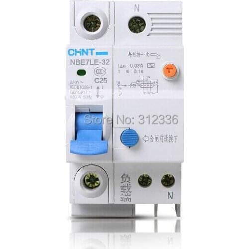 Free Shipping Two years Warranty LE C25 1P+N 25A 1 pole Home USE earth leakage circuit breaker residual current