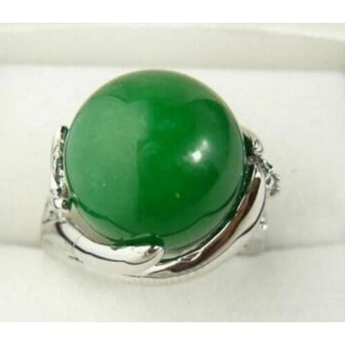 Free Shipping Fashion jewelry good Elliptical green jade Ring Size:7.8.9