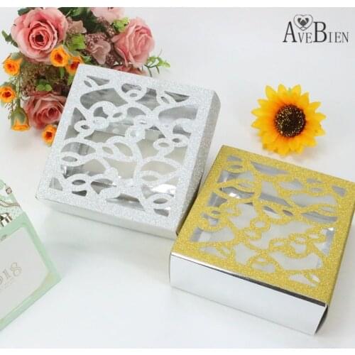 AVEBIEN 10pcs Glitter Paper Chocolate Paper Gift Box Cake Biscuit Baking Package Candy Chocolate West Point Box Party Supplies