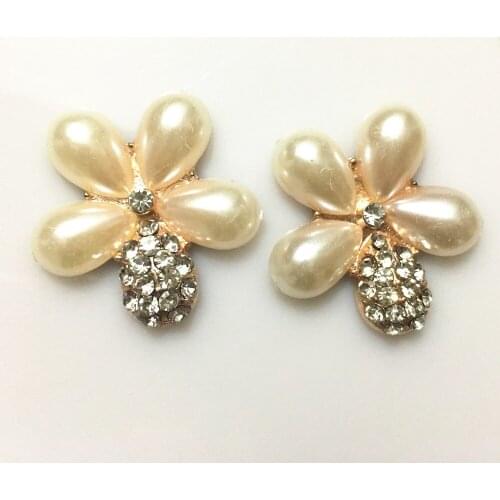 CJSIR 5pcs Flower Buttons Flatback Decorative Accessories DIY Sewing Button For Wedding Bridal Headdress Bow Phone Crafts