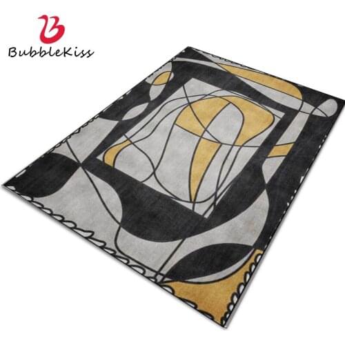 Bubble Kiss Creativity Carpets For Living Room Abstract Lines Decor Floor Mat Rug Creativity Yellow Gray Black Home Non-Slip Rug