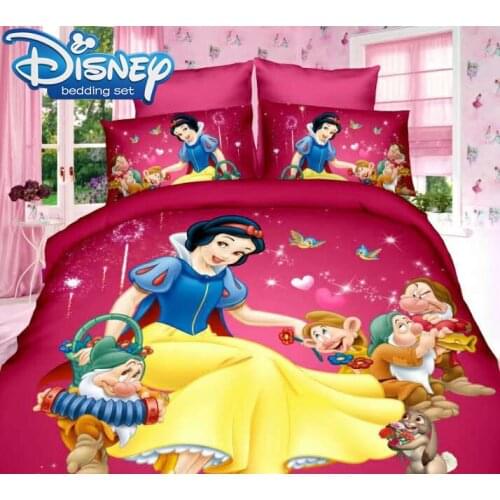 Disney Snow White princess twin size bedding set for girls duvet cover set 3-5pcs cartoon home textile fitted sheet