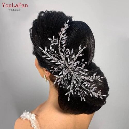 YouLaPan HP287 Elegant Bridal Hair Clip Handmade Rhinestone Hair Accessories for Bride Silver Color Tiara Wedding Accessories