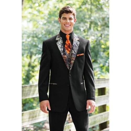 Hot Sale Two Buttons Black Groom Tuxedos Notch Lapel Groomsmen Mens Wedding Prom Suits (Jacket+Pants+Vest+Tie) NO:108