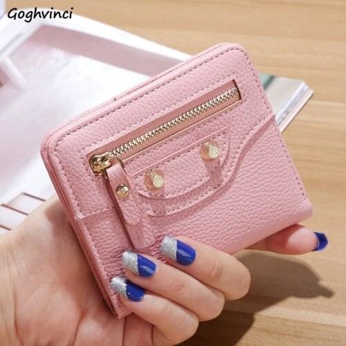 Wallets Women Card Holders PU Leather Pink Clutch Wallet Womens Simple Mini Bag Money Bags Students Korean Style Coin Purse New