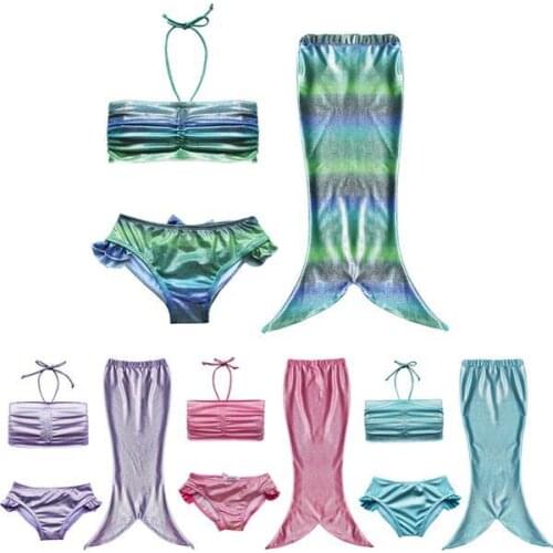 Girl Swimming Suit Kids Cheap Swimmable Merid-Tail Fancy Dress Ariel The Little Mermaid Tails Princess Halloween Cosplay Costume