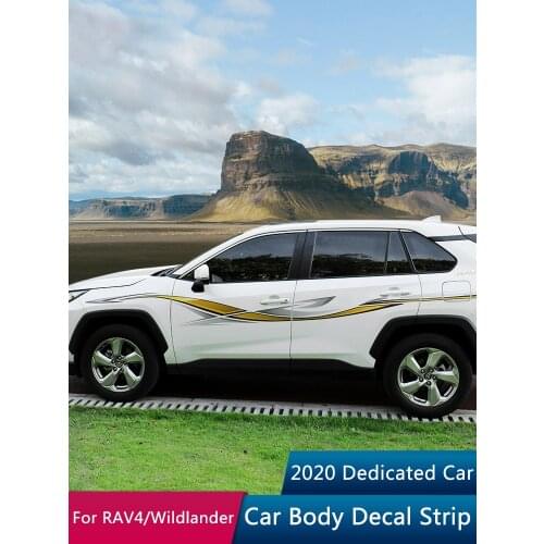 QHCP Car Body Decal Strips Both Side Decals Decorative Sticker PVC Off-road For Toyota RAV4 Wildlander 2020 Exterior Accessories