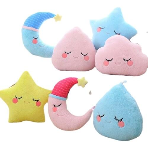 Sky Emotion Plush Pillow Moon Star Cloud Shaped Pillow Pink White Gray Room Chair Decoration Cushion