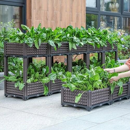 Raised Garden Bed Balcony Vegetable Box Plastic Raised Garden Bed Rectangular Flowerpot Elevated Garden Bed For Flower Vegetable