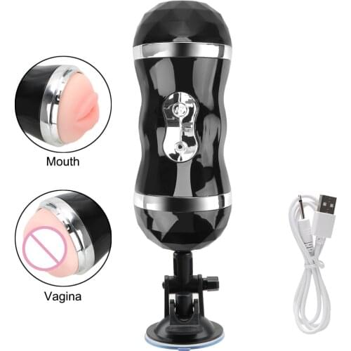 Suction Cup Realistic Self Sex Toys Heating Real Vagina and Mouth Masturbation Cup Automatic Male Masturbator Vagina Vibrator