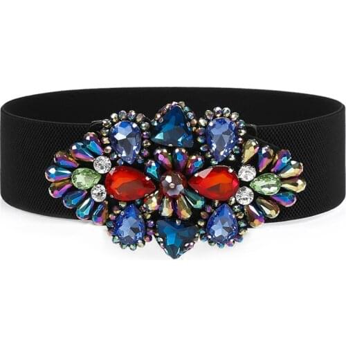 Free shipping new fashion punk elastic waist belt width women crocodile pattern leather wide strap buckle s SW255