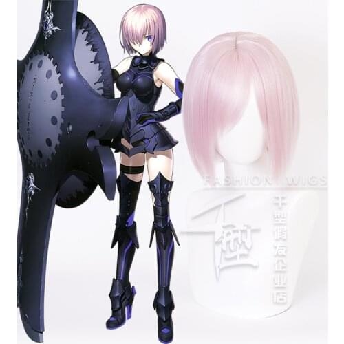 30cm Pink Short Synthetic Wig Fate/Grand Order Mash Kyrielight Matthew Cosplay Wig Heat Resistance Fiber + Wig Cap