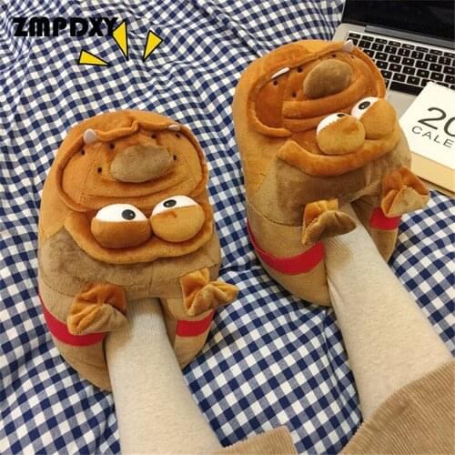 Winter Warm House Shoes Comfort Funny Flip Flops Men Fashion Cartoon Anime Slippers Christmas Gift Floor Slides Flat Home Shoes