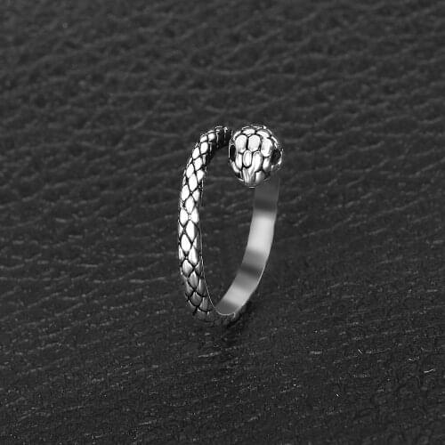 Retro Gothic Snake Rings For Women Men Fashion Gothic Jewelry Stainless Steel Adjustable Open End Rings For Teen Girls Boys