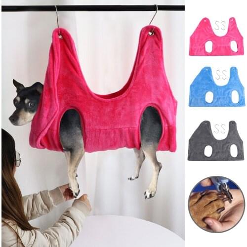 Pet Dog Cat Grooming Hammocks Soft Flannel Pet Grooming Hammock Restraint Bag Harness for Nail Clip Trimming Bathing