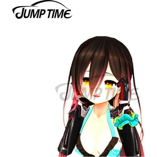 Jump Time 13 x 8cm For Roboco Cute Anime Girl Peeker Bumper Car Stickers Laptop Refrigerator Decal VAN Air Conditioner Graphics