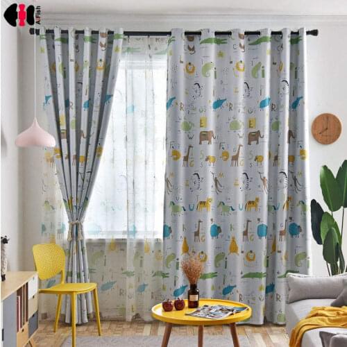 Cartoon Animal Printed Curtains For Kids Children Boys Cat Zebra Cute Blackout Window Tende wp421c