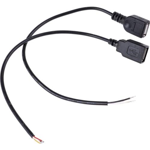 Hot sale 1pc 26cm 30cm USB 2.0 Female Plug Jack Power Cable 2Pin 4Pin Black Charging Data Line Connector DIY Parts
