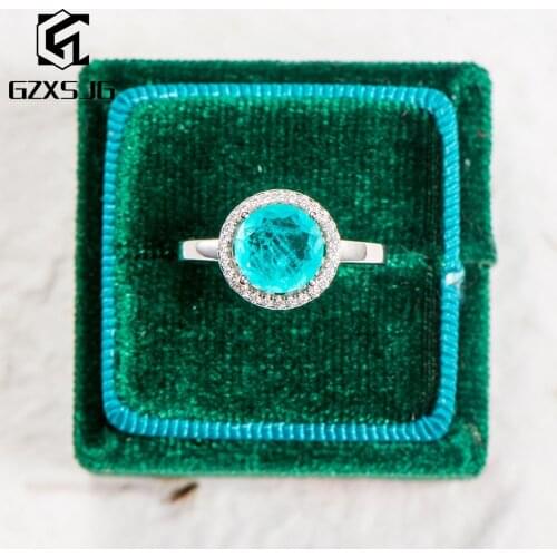 GZ Brazilian Paraiba Tourmaline Gemstone Ring for Women genuine 925 Sterling Silver ring for engagement Party new arrival 2020