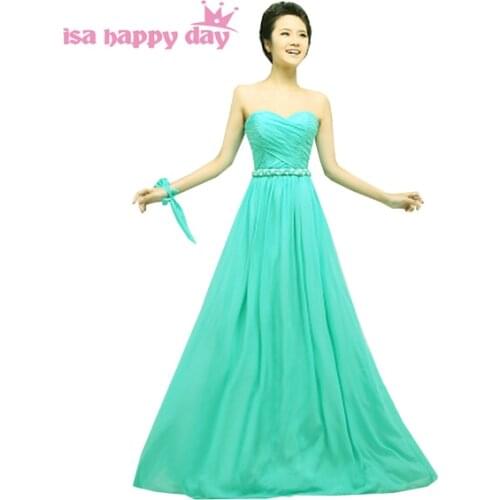 Maids brides turquoise green girls bridesmaids dresses women long elegant chiffon sweetheart guest dress in greek style H1127