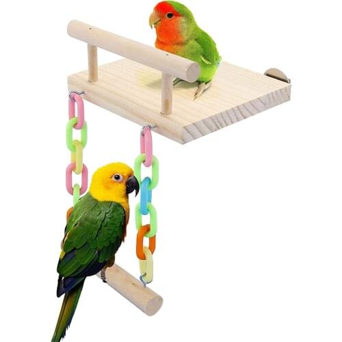 Bird Perch Stand Toy, Parrot Bird Cage Platform & Swing Gym Accessories for Parakeets Cockatiels, Conures, Macaws, Finches