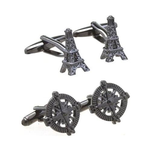 10pairs/lot Vintage Compass Cufflinks Eiffel Tower Cuff Link Cufflink Business/Wedding Party Gift Mens Jewelry Wholesale