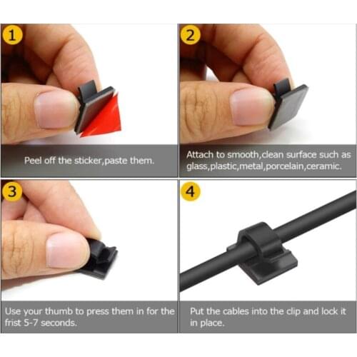 10 Pcs Wire Cord Clips Adhesive Cable Clips Cable Holder Wire Management Square T3LB