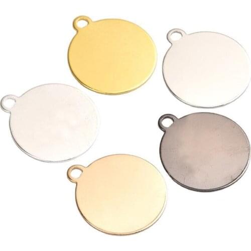 10 pieces of 22*25.6mm simple shiny single hanging solid disc pendant diy earrings necklace joint