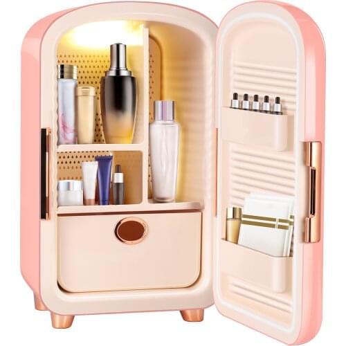 12L Mini Makeup Fridge Portable Cosmetic Refrigerator Led Light Cooler Warmer Freezer Home Car Use Cool Storage Box