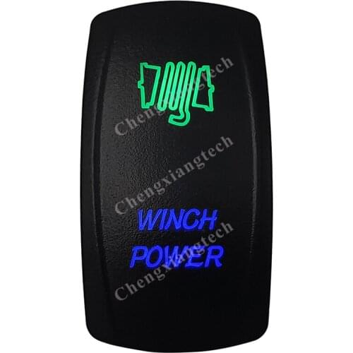 12v/24v Waterproof Marine Grade Boat Car 5P SPST ON-OFF Up Green & Down Blue Led Light Rocker Toggle Switch Winch Power