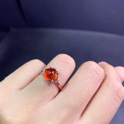 2021 newest classic natural garnet ring for women silver jewelry square natural gem real 925 silver girl birthday gift big sale