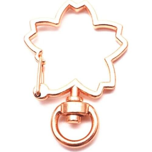 5Pcs Cherry Flower Metal Snap Hook Lobster Clasps Lanyard Keyrings DIY Keychain A0KD
