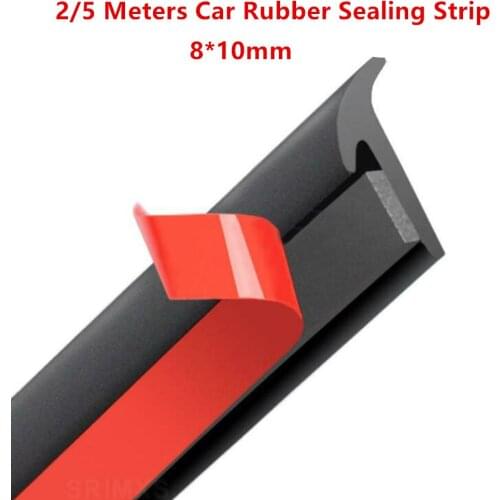 2/5/10M Car Rubber Sealing Strip Inclined T-shaped Weatherproof Edge Trim Auto Decorative Film Adhesive Double-Sided Tape Red