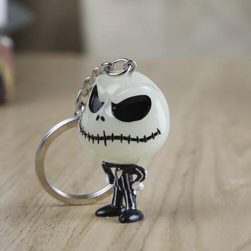 3D The Nightmare Before Christmas Jack Skellington Keychain noctilucent Key Ring Hanger Funny key chain (Need to absorb light)