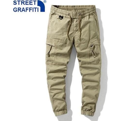 New Men Tactical Cargo Pants Mens Cotton Multiple Pocket Joggers Hip Hop pants Men street fashion Tie feet Breathable Trousers