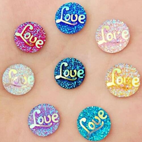 DIY mixed color 12 mm AB resin round "love" scrapbook rhinestone resin drill 400pcs/lot-T138AA
