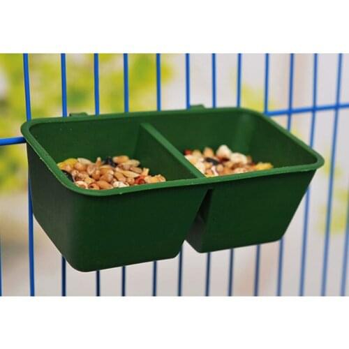 Two Continuous Food Troughs For Birds Parrot Water Bowl Double Feeding Cup Bird Dove Cage Water Feeder