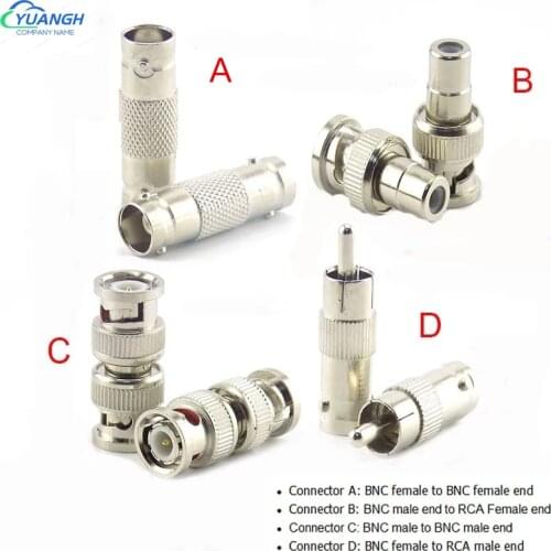 BNC Female Connector To Female BNC To Male RCA Female BNC Female To RCA Male Adapter Plug For CCTV Camera System