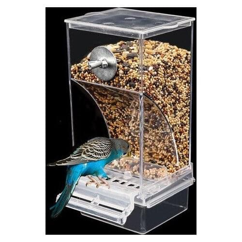 Bird Feeders No-Mess Parrot Integrated Automatic Feeder for Small to Large Birds Cage Hanging Feeding Acrylic Bowl