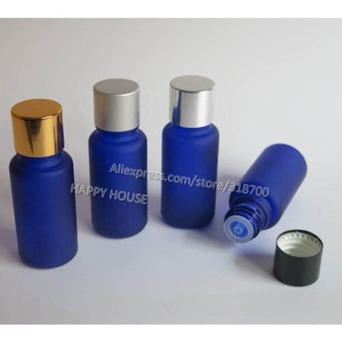 360 x 15ml Boston Round Glass Essential Oil Bottle With Aluminum Cap and inserts,1/2oz Frost Blue Glass Container