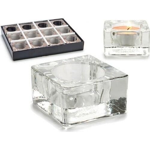 Candleholder Squared Transparent Glass