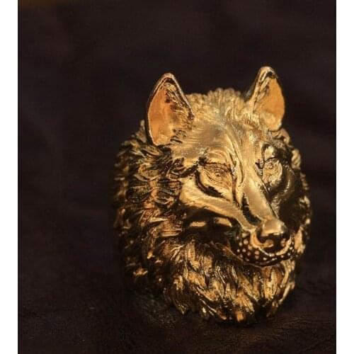 LINSION Gold Plated Brass Huge Wolf Ring High Details Mens Biker Rock Punk Jewelry GP90 US Size 9~15