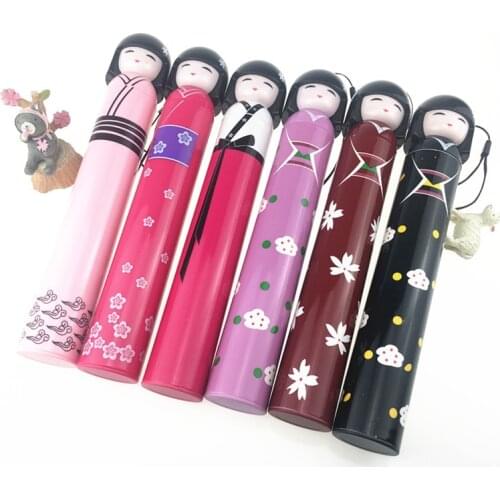 LISM Japanese Kimono Doll Folding Wine Bottle Umbrella Rain Creative UV Mini Umbrella For Womens Designer Gifts Umbrellas YS396