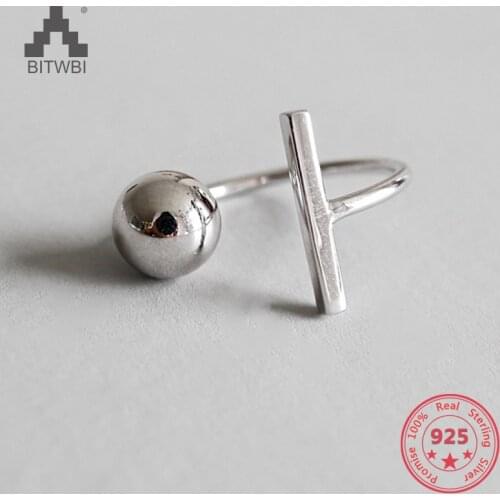 S925 Sterling Silver Minimalist Knuckle Rings Fashion Jewelry Elegant Simple Metal Bead Bar Geometric Open Rings