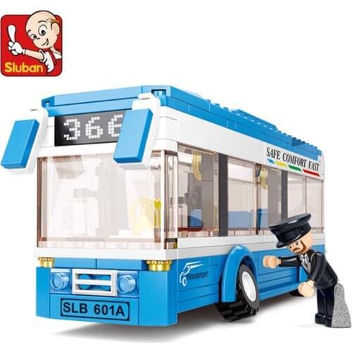 235Pcs SLuban 0330 City Single-layer Bus Assembly Model Boy Assembling Building Blocks and Inserting Toy Gifts