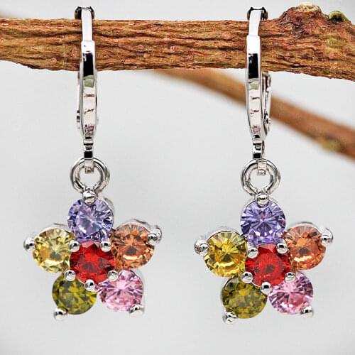 Indian Jewelry Drop Earrings Women Bohemian Earrings Color Mix Star Dangle Gold Flower Earrings Anniversary Gift Lady OBS2027