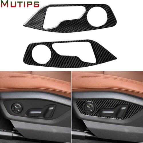 Mutips car seat adjust button switch frame cover carbon fiber sticker accessories decoration auto for Audi Q7 SQ7 4M 2016-2019